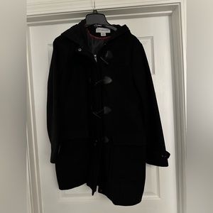 Liz Claiborne Lined Winter Black Coat With Outer Being Wool Size M